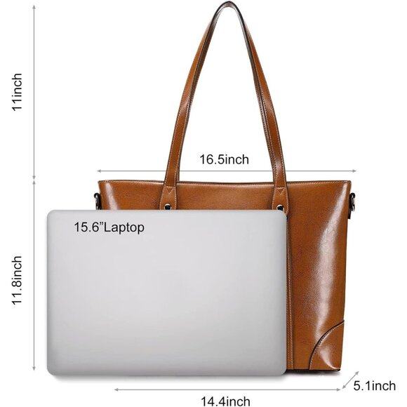 S-zone Women's Light Brown Office 15.6 Inch Designer Cross Body Shoulder Handbag - Picture 4 of 6